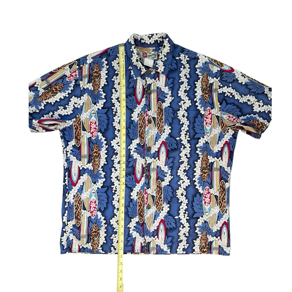 Hilo Hattie Short Sleeve Button Down Shirt, Blue, Size Large - Picture 5 of 6